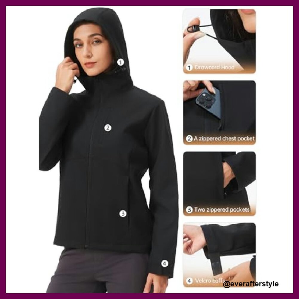 Softshell Fleece Lined Windbreaker Jacket Light H… - image 5